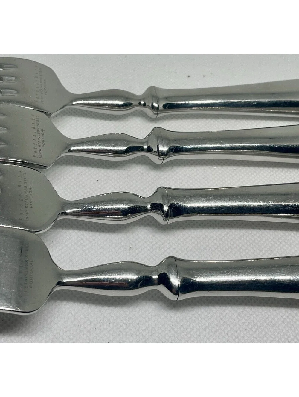 (4) Pottery Barn SAVANT 18/10 Stainless Portugal Dinner Fork Lot ~ 8.5”